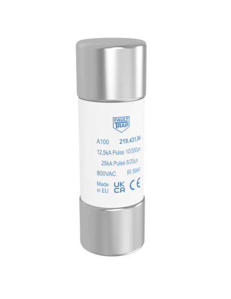Fuse 800VAC 22x65mm for protection of SPD with Iimp up to 12,5kA 10/350µs and In up to 25kA 8/20µs
