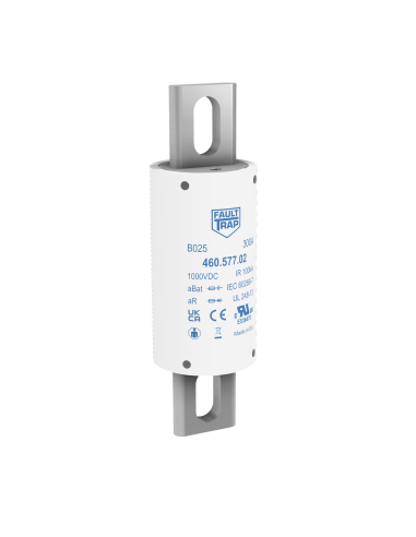 Fuse 1000VDC aBat/aR 160A 38x129mm silver plated axial terminals, fixing centres 100mm