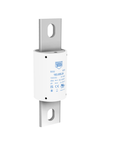 Fuse 1000VDC aBat/aR 400A 50x141mm tin plated axial terminals, fixing centres 118mm