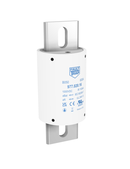 Fuse 1000VDC aBat/aR 500A 50x129mm silver plated axial terminals, fixing centres 97mm