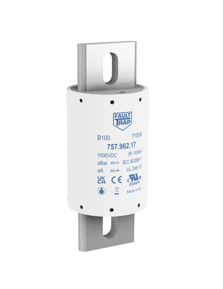 Fuse 1000VDC aBat/aR 750A 63x167mm tin plated axial terminals, fixing centres 132mm