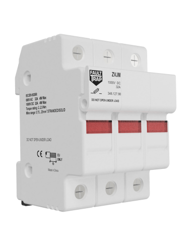 Fuse holder 690VAC/1000VDC 32A 10x38mm 3 poles with ind