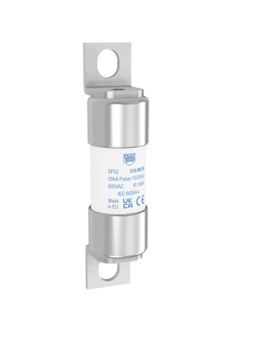Fuse 500VAC 22x58mm for protection of SPD with Iimp up to 25kA 10/350µs - surface mount fixing centres 80mm