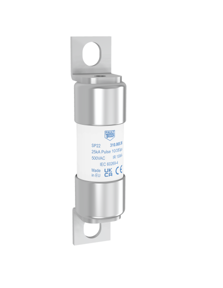 Fuse 500VAC 22x58mm for protection of SPD with Iimp up to 25kA 10/350µs - surface mount fixing centres 80mm