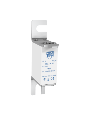 Fuse 690VAC/700VDC aR 100A DIN000/80 with indicator and with lug for microswitch fitting - fixing centres 80mm