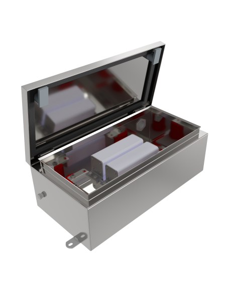 On-board fuse box for metro with fuses 1800VDC 2x800A, IP65, AISI304L steel