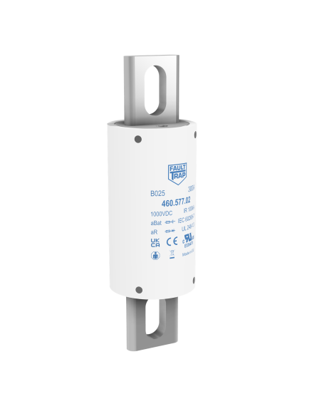 Fuse 1000VDC aBat/aR 300A 38x129mm tin plated axial terminals, fixing centres 100mm