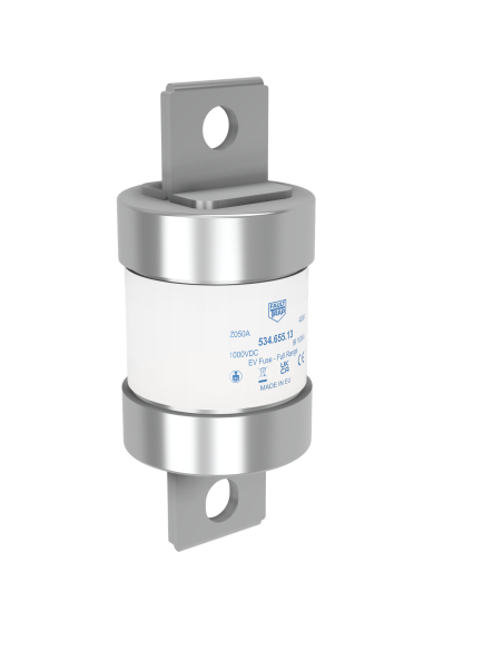 Fuse 1000VDC EV-full range 300A 50x123mm axial terminals, fixing centres 100mm