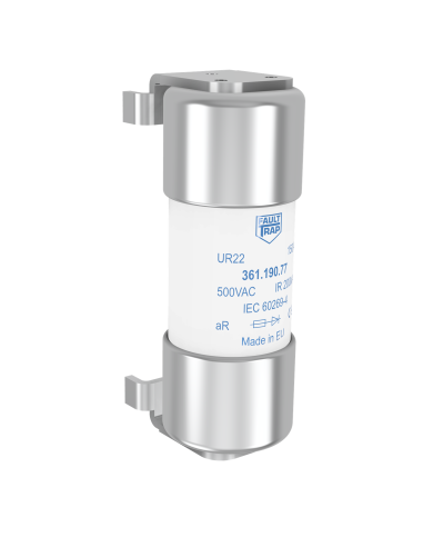 Fuse 500VAC IEC/550VAC UL aR 50A 22x58mm with pins for PCB soldering