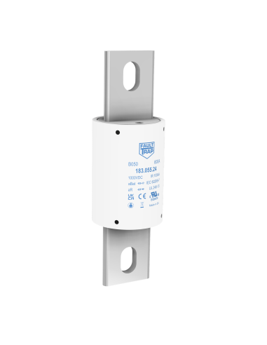 Fuse 1000VDC aBat/aR 400A 50x141mm silver plated axial terminals, fixing centres 118mm