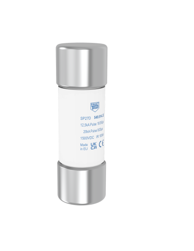 Fuse 1500VDC 27x85mm for protection of SPD with limp up to 12,5kA 10/350µs and In up to 20kA 8/20µs