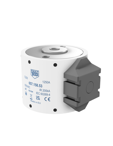 Fuse 690VAC aR 630A size 2 61x52,4mm M10 flush end terminals, with microswitch adapter